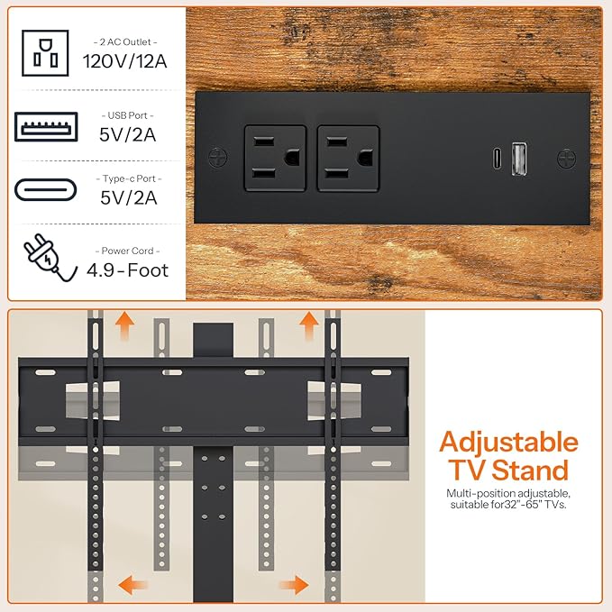 HOOBRO TV Stand with Mount and Power Outlet, - Image 4