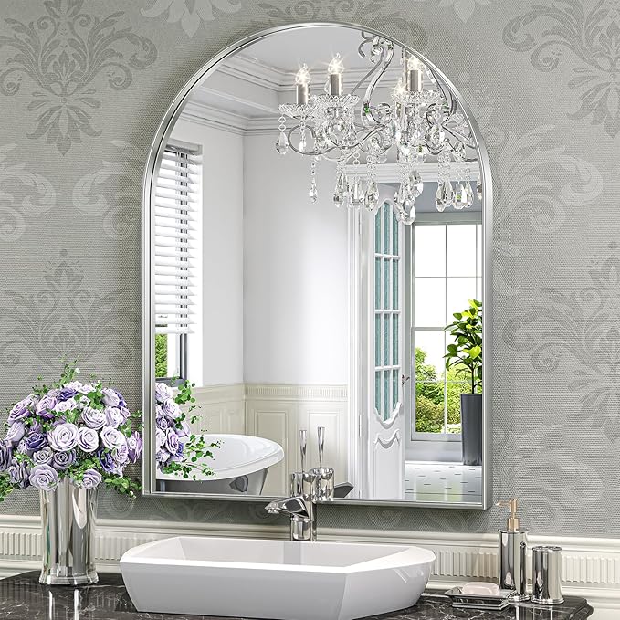 Brightify Arched Mirror, Arched Wall Mirror, 24 x 32 Inch Silver Arch Mirror by Brightify