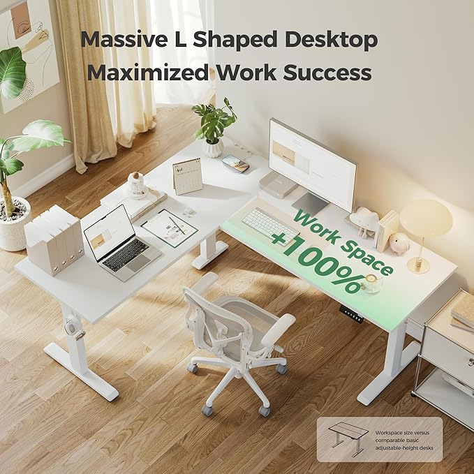 Agilestic 63 x 55 Inch L Shaped Standing Desk Adjustable Height, Corner - Image 4
