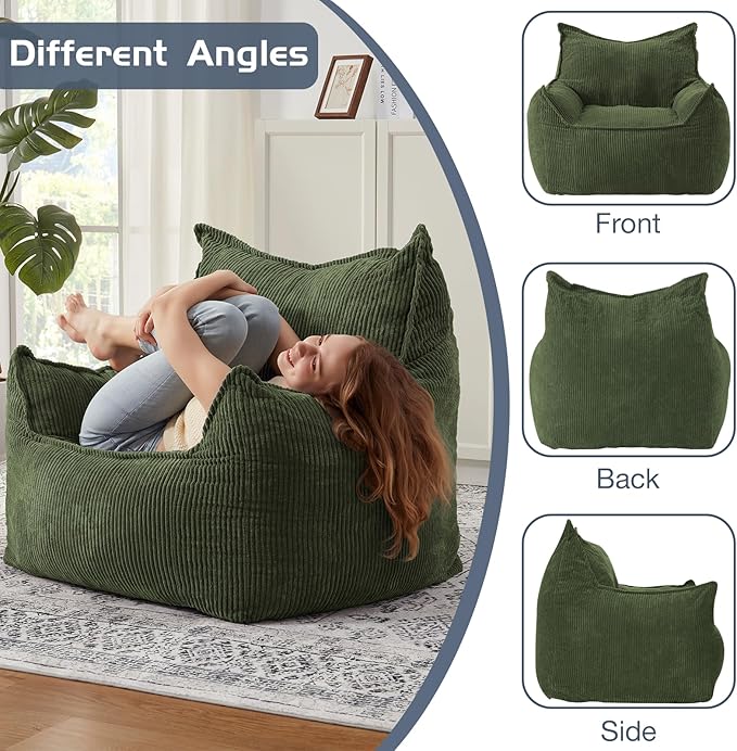 Giant Bean Bag Chair Sofa for Adults Teens, Comfy Corduroy Large Bean Bag Chairs - Image 5