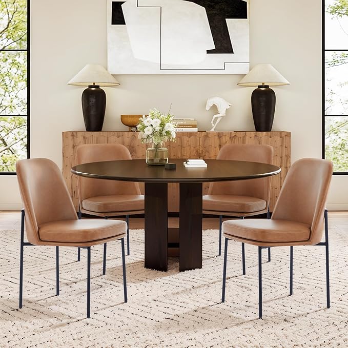 COLAMY Modern Dining Chairs Set of 2, Faux Leather Upholstered Kitchen Chairs - Image 6