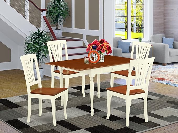 East West Furniture MZAV5-WHI-W 5 Piece Kitchen Table & Chairs Set Includes a - Image 2