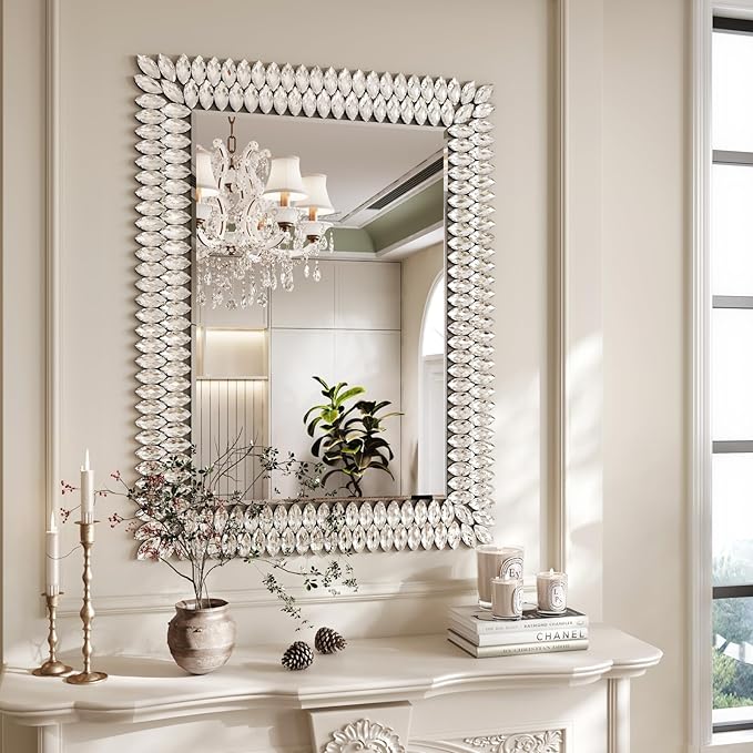Kelly Miller 30"x40" Jeweled Bathroom Wall Mirror, Large Rectangle Mirror - Image 2