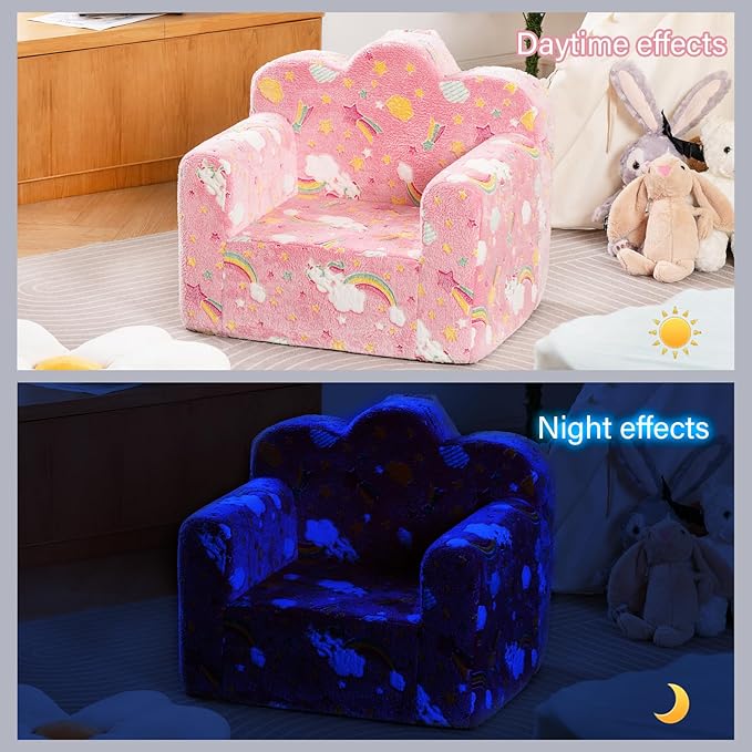 Tiita Kids Couch Plush Toddler Chair, Cloud-Like Glow in The Dark Kids Sofa - Image 6