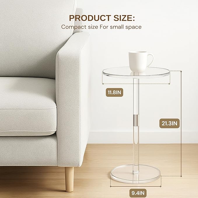 Acrylic Side Table, Round Drink Table - Image 3