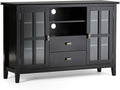 SIMPLIHOME Artisan SOLID WOOD 53 Inch Wide Transitional TV Media Stand in Black by SimpliHome