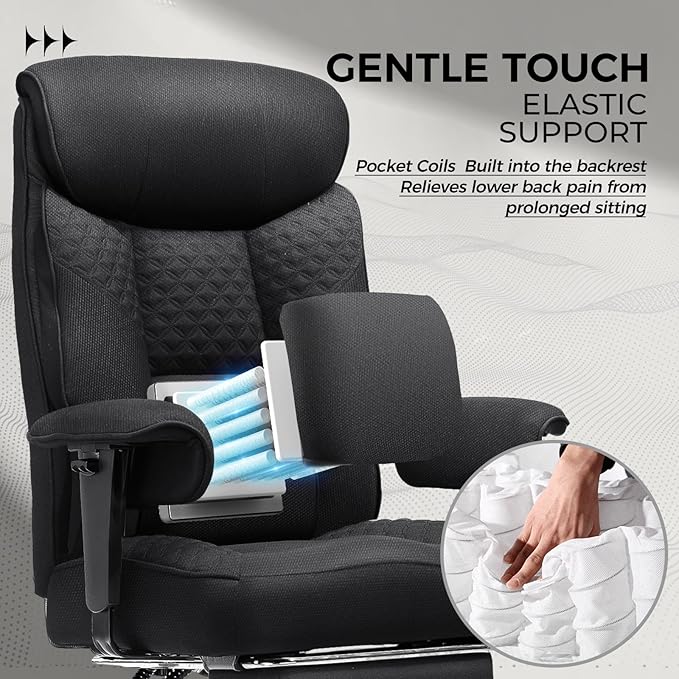GTRACING Big and Tall Office Chair 400LBS Wide Ergonomic Fabric Deluxe - Image 6