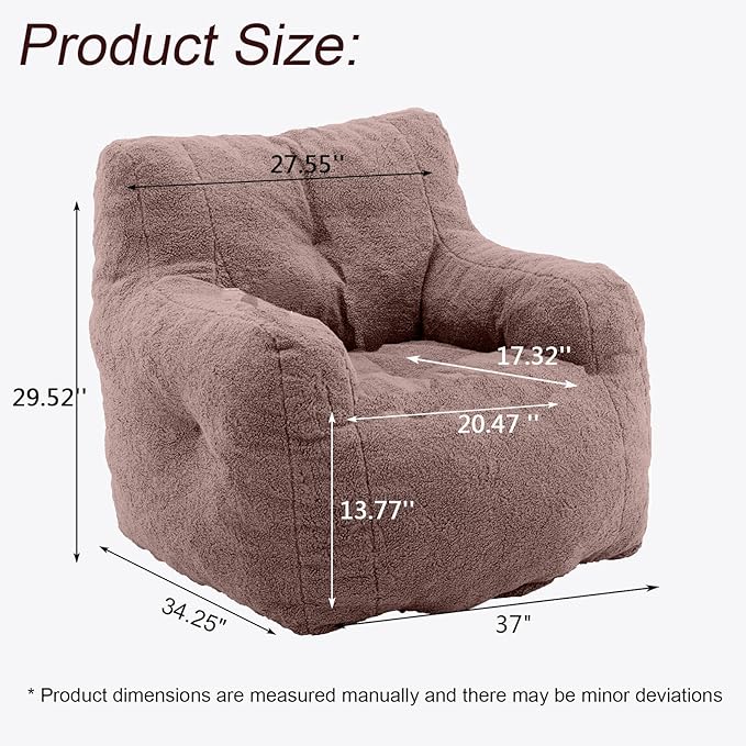 Recaceik Bean Bag Chairs, Tufted Soft Stuffed Bean Bag Chair - Image 2