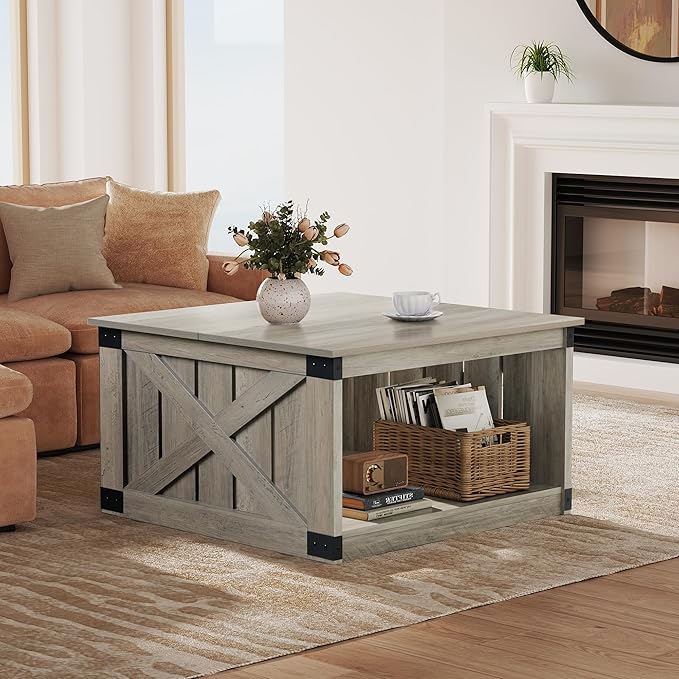 WLIVE Coffee Table, Farmhouse Coffee Table - Image 2