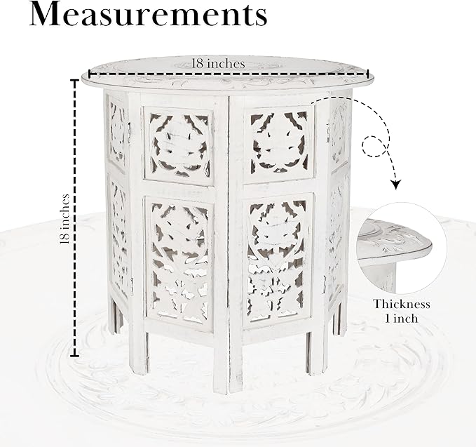 The Wooden Town Handcrafted White Wood End Table - Image 2