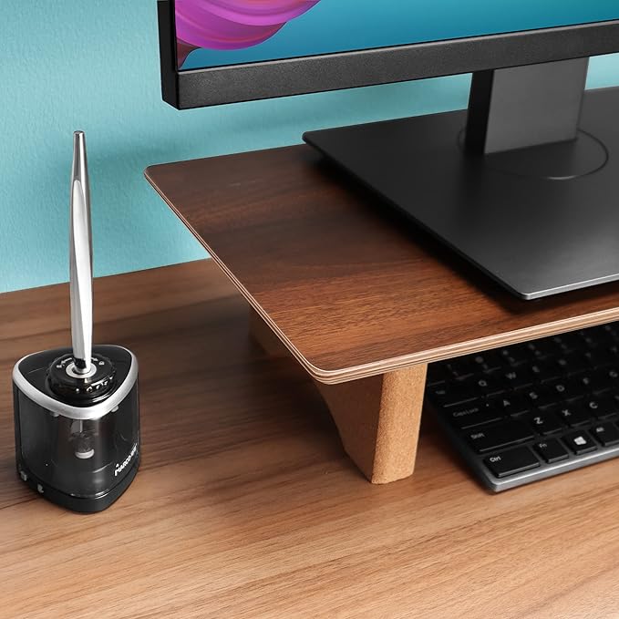 Aothia Large Dual Monitor Stand Riser, Solid Wood Desk Shelf - Image 2