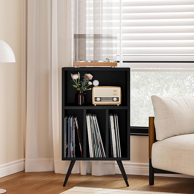 Record Player Stand, Vinyl Record Storage Cabinet - Image 5