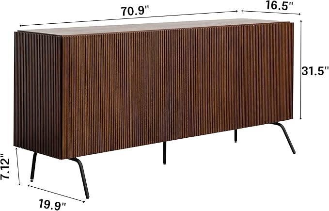 NTC Veil Modern Sideboard with 4 Doors, Buffet Cabinet with Vertical Groove - Image 2