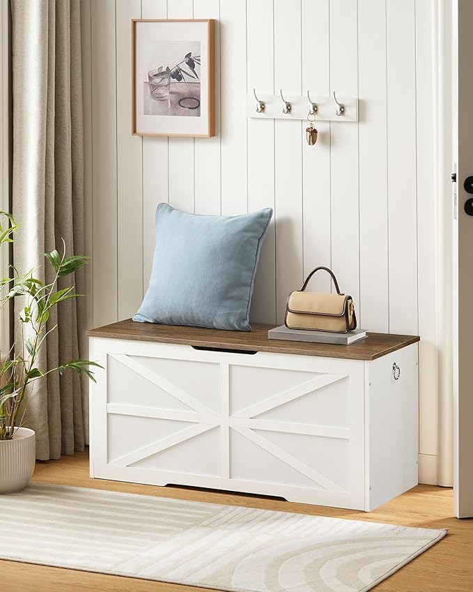 Storage Chest, 39.4" Wooden Storage Trunk, Modern Storage Bench - Image 2