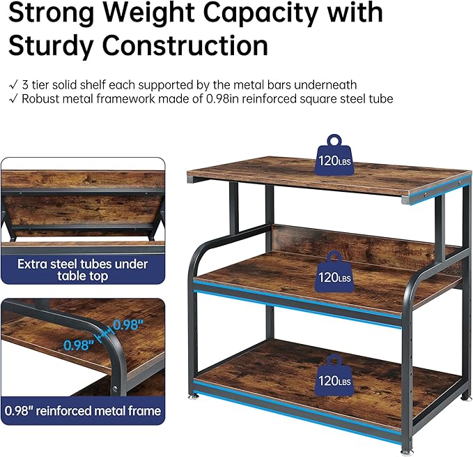 32.3" Wide Extra Large Printer Stand, 3 Tier Printer Table - Image 3