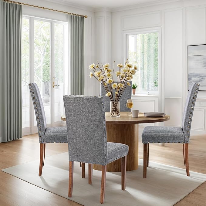 Parsons Kitchen Dining Chair Set Room Modern Upholstered Stylish Fabric High - Image 2