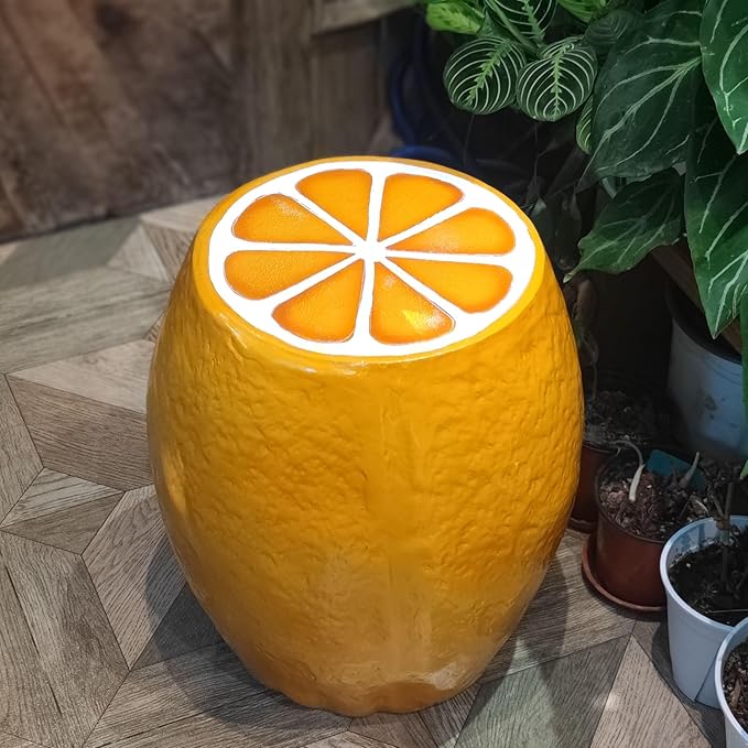 18" Orange Shaped Fruit-Inspired Side Table Orange Statue Indoor Outdoor Accent - Image 8