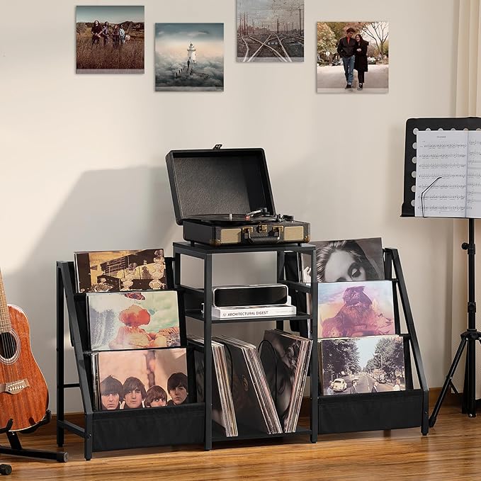 LELELINKY Black End Table, Record Player Stand - Image 4