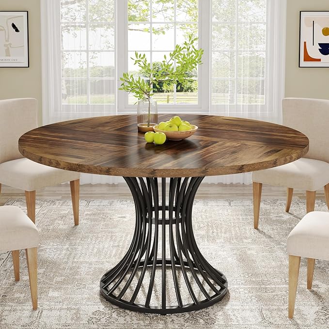 Tribesigns Round Dining Table for 4-6 People, 47-Inch Farmhouse Dinning Room by Tribesigns