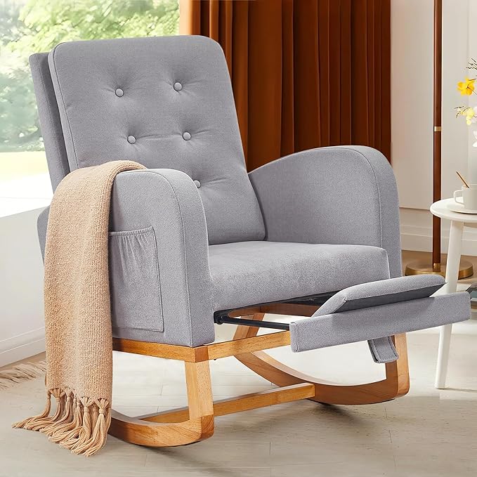 VECELO Rocking Chair Nursery, Modern Sherpa Glider Rocker Accent Arm Chair by VECELO