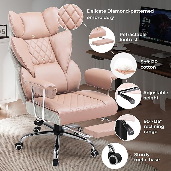 COMHOMA Big and Tall Office Chair, High Back Leather Gaming Chair - Image 5