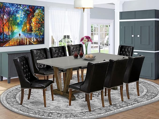 East West Furniture V797FO749-9 9 Piece Dining Room Set Includes a Rectangle - Image 2