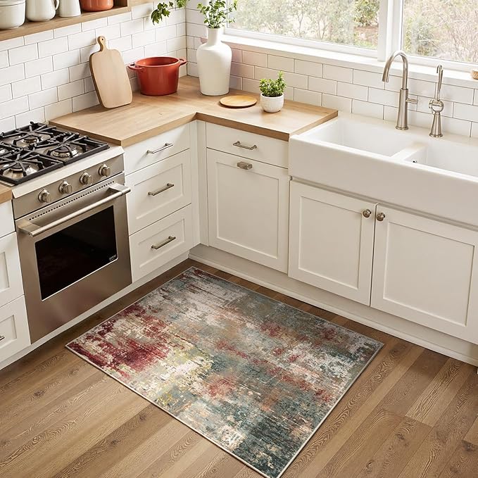 Washable Area Rugs 2'x3' Non-Slip Modern Abstract Soft - Image 2
