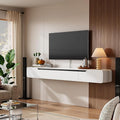 Fully-Assembled Floating TV Stand, 47IN High Gloss Wall Mounted Entertainment by FloatiCasa