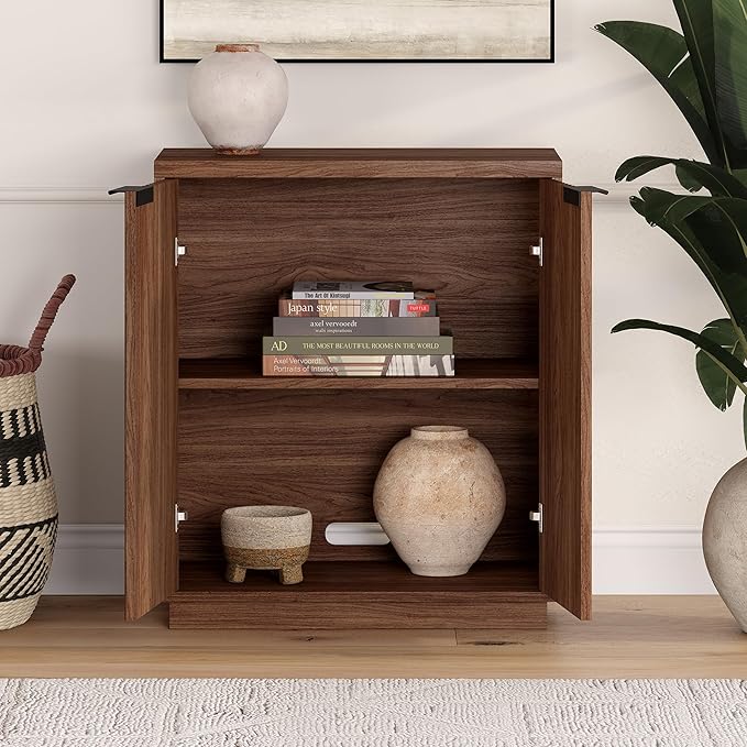 Henn&Hart 28" Wide Rectangular Accent Cabinet in Satin Walnut, - Image 4