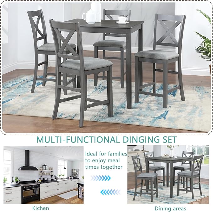 KEIKI 5-Piece Counter Height Dining Table Set - Image 6