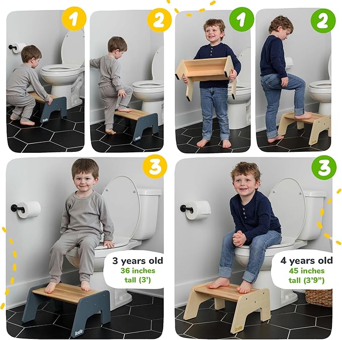 1-Step Wooden Step Stool for Toddlers | Kids Step Stool for Bathroom Sink - Image 5