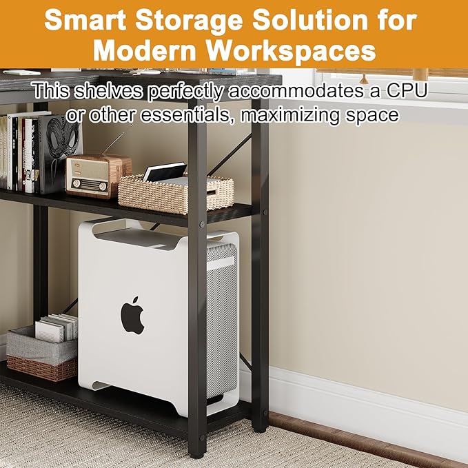 L Shaped Computer Desk with Reversible Shelves, 47 Inch Small Corner Desk with - Image 8