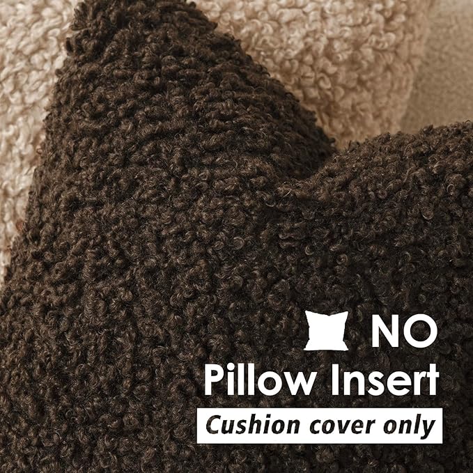 Foindtower 2 Pieces 20x20 Inch Dark Brown, Faux Fur Throw Pillow Cover Accent - Image 3