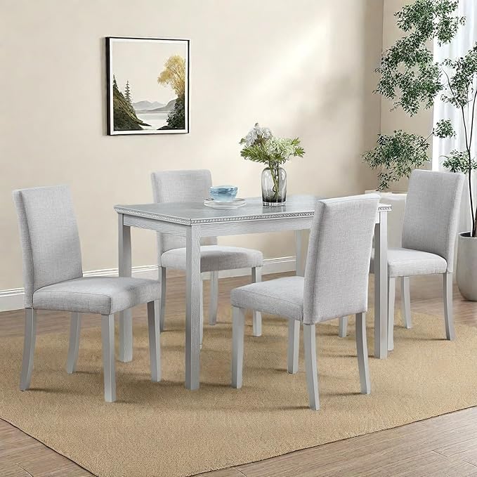Dining Table Set for 4, 5-Piece Kitchen Table & Chairs Set - Image 2