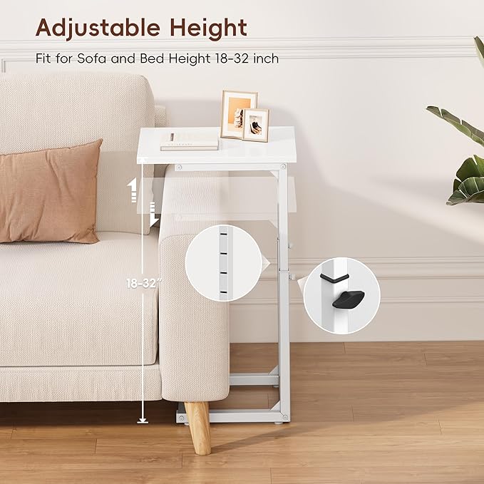 Vagusicc C Shaped End Table, Sofa Table That Slide Under, C Table End Table TV - Image 4