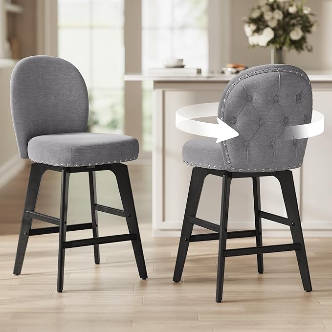 VASAGLE Bar Stools Set of 2, Swivel Counter Height Bar Stools by VASAGLEbySONGMICSHOME