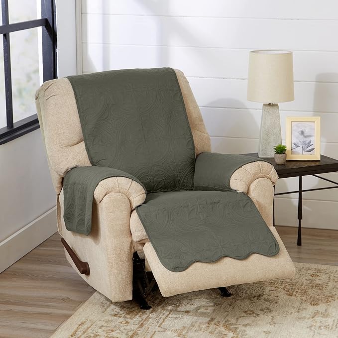 Great Bay Home Medallion Stitched Solid Furniture Protector Stain Resistant by GreatBayHome