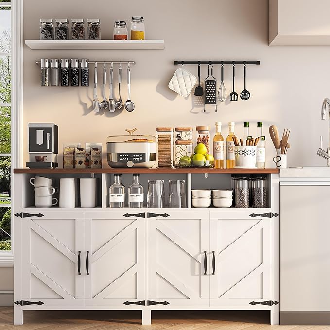 Buffet Sideboard with Storage Farmhouse with 4 Doors, Dining Room - Image 5