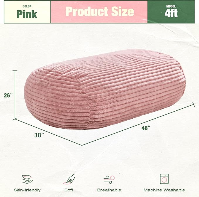 Hobestluk 4FT Bean Bag Chairs Adult Bean Bag - Image 2