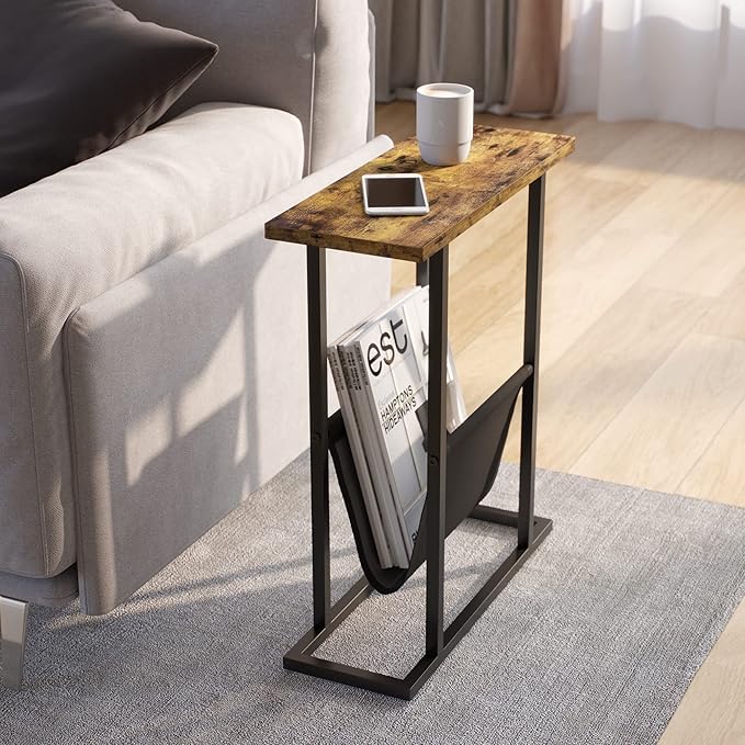 Yusong Small Narrow Side Table for Small Spaces, 17.7" W Slim End Table - Image 2
