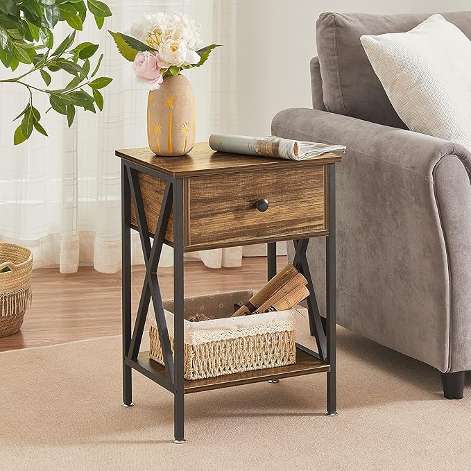 VECELO Nightstands Set of 2, Modern Bedside End Tables, Night Stands - Image 2