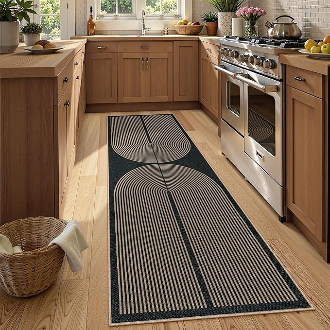 Lahome Modern Rainbow Kitchen Runner Rug, 2x8 Easy Jute Rug Runners - Image 3