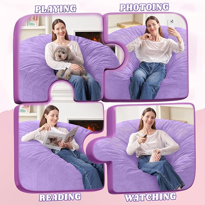 HABUTWAY 6FT Bean Bag Chair, Giant Bean Bag Chairs - Image 4