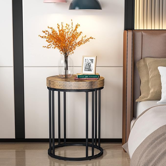 Tribesigns Round End Table, Modern Side Small Accent Nightstand - Image 3