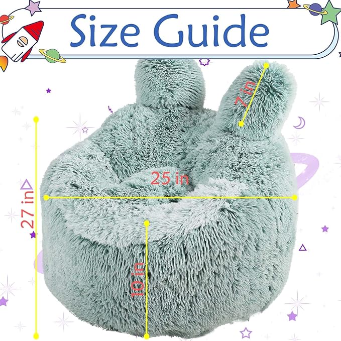 Bean Bag Chair for Kids with Plush Faux Fur Cover, 2.5FT Memory Foam Filled - Image 2