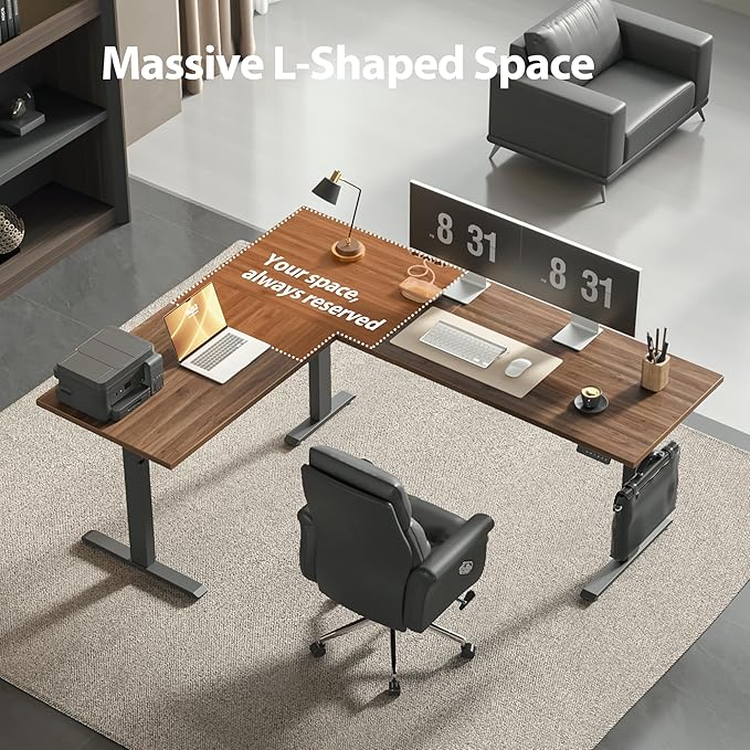 Agilestic Triple Motors 73" x 60" L Shaped Standing Desk, Electric Standing - Image 4