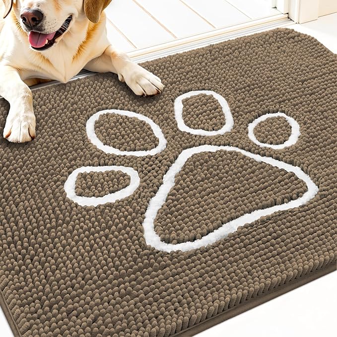 OLANLY Door Mat for Muddy Dog Paws 30x20, Ultra Absorbent Chenille Mud Doormat by OLANLY