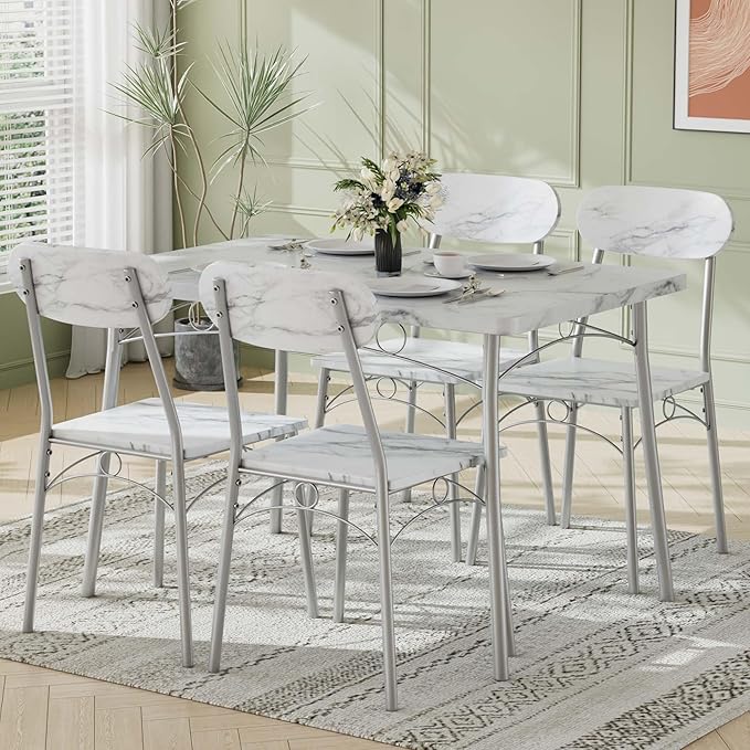 VECELO Dining Table Set for 4, 5-Piece Kitchen Table by VECELO