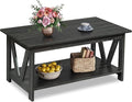 WLIVE Coffee Table with Storage Shelf, 39.4" Farmhouse Coffee Table with by WLIVE