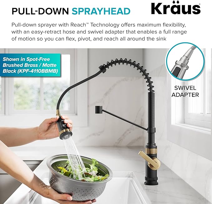 KRAUS Allyn Commercial Style 2-Function Single Handle Pull Down Kitchen Faucet - Image 7